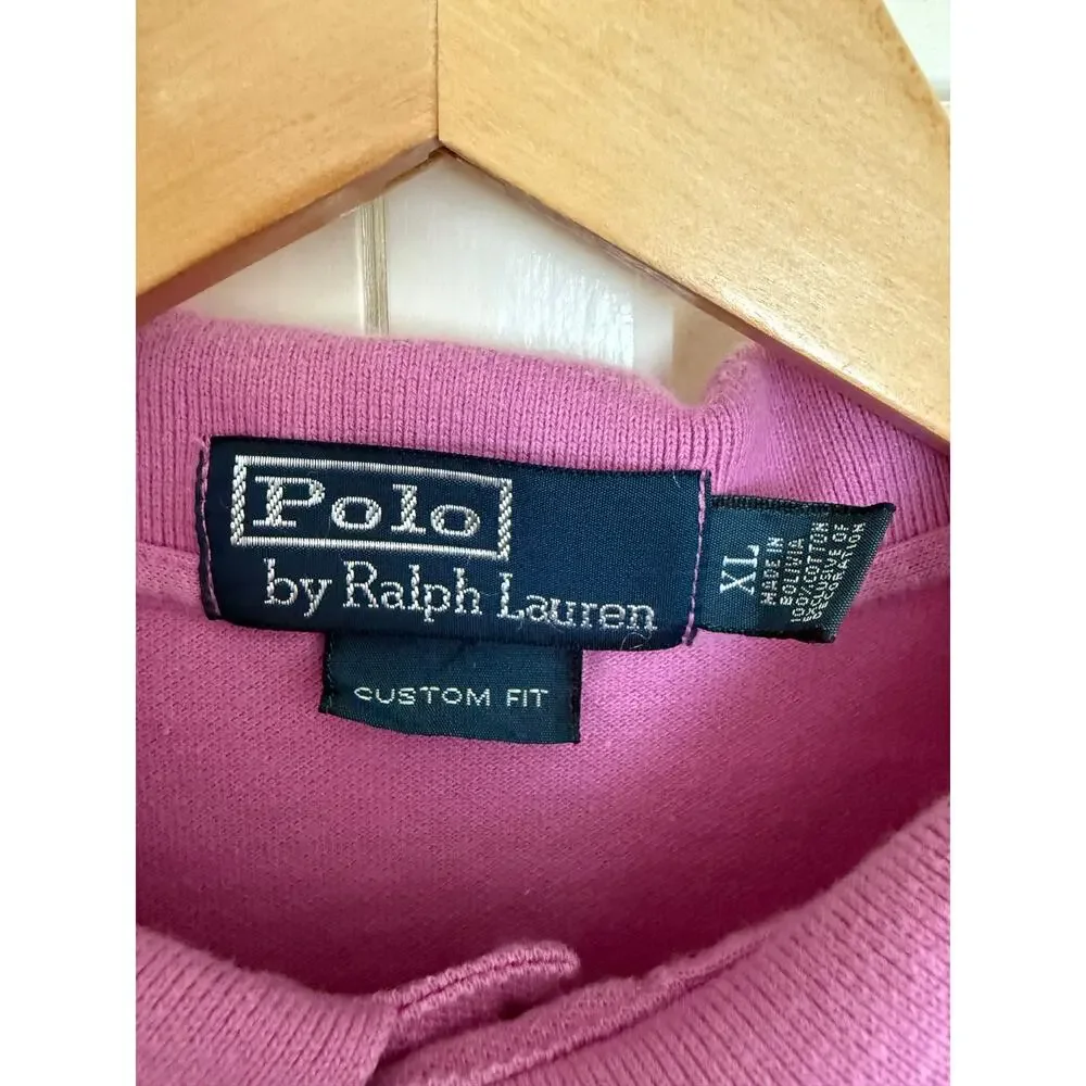 Ralph Lauren Purple Short Sleeve Pony Custom Fit Polo Size XL Preppy Vintage